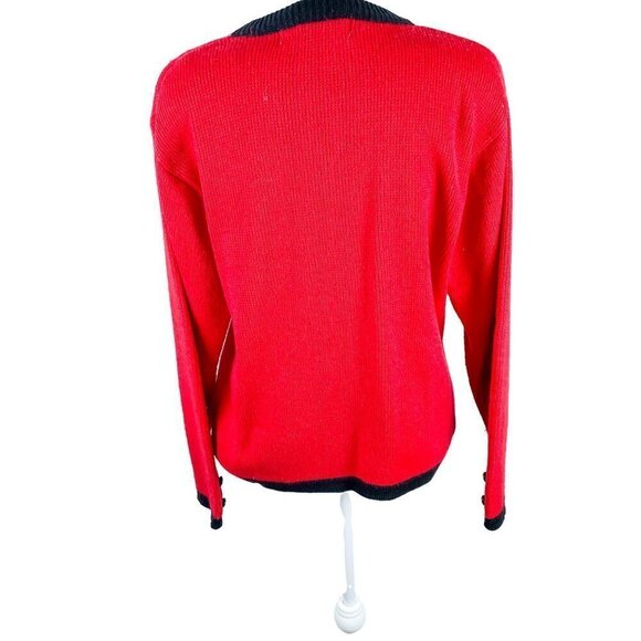 Vintage Karen Scott Wool Blend Cozy Knit Red Christmas Holiday Cardigan Sweater - Picture 3 of 12